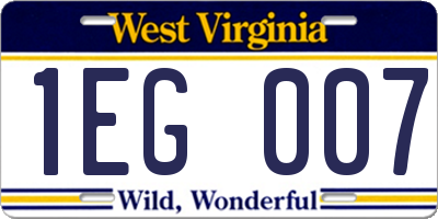 WV license plate 1EG007