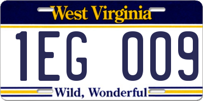 WV license plate 1EG009