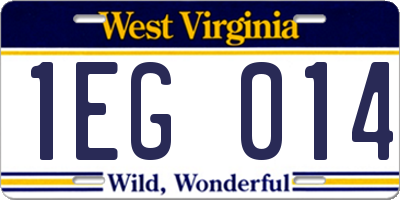 WV license plate 1EG014
