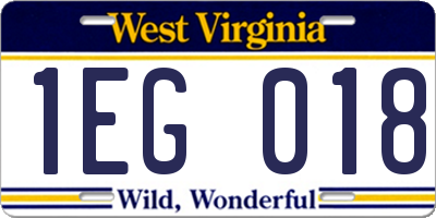WV license plate 1EG018