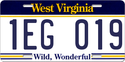 WV license plate 1EG019