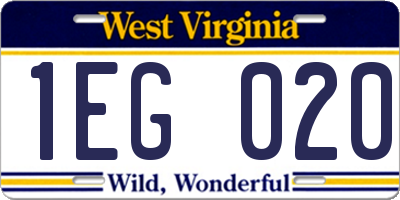 WV license plate 1EG020
