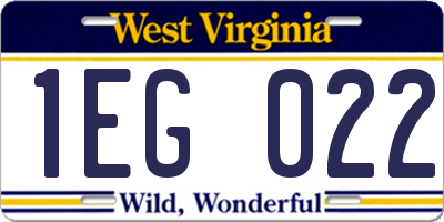WV license plate 1EG022