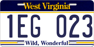 WV license plate 1EG023