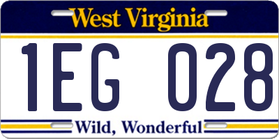 WV license plate 1EG028