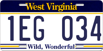 WV license plate 1EG034