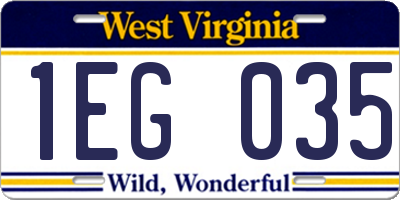 WV license plate 1EG035