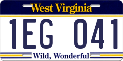 WV license plate 1EG041