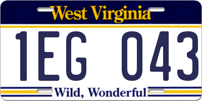 WV license plate 1EG043