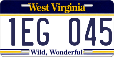 WV license plate 1EG045
