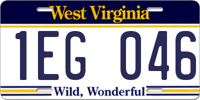 WV license plate 1EG046