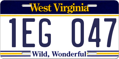 WV license plate 1EG047