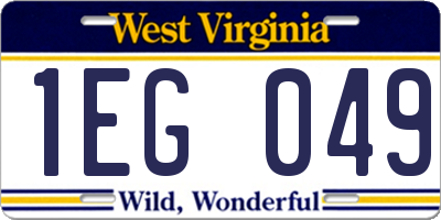 WV license plate 1EG049