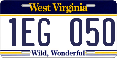 WV license plate 1EG050