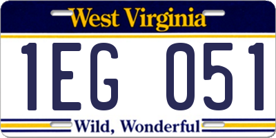 WV license plate 1EG051