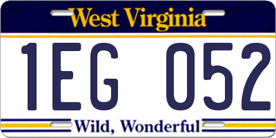 WV license plate 1EG052