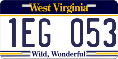 WV license plate 1EG053