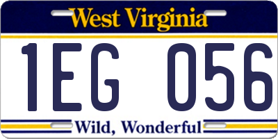 WV license plate 1EG056