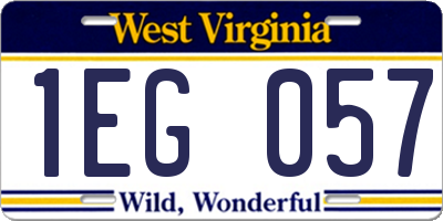 WV license plate 1EG057