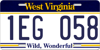 WV license plate 1EG058