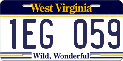 WV license plate 1EG059