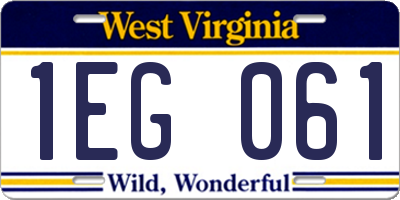 WV license plate 1EG061