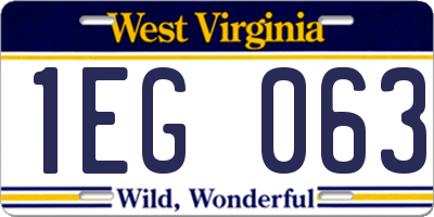 WV license plate 1EG063