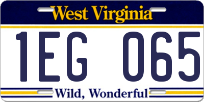 WV license plate 1EG065
