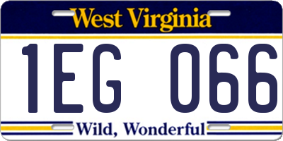 WV license plate 1EG066