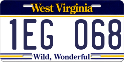 WV license plate 1EG068