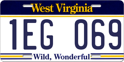 WV license plate 1EG069
