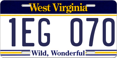 WV license plate 1EG070