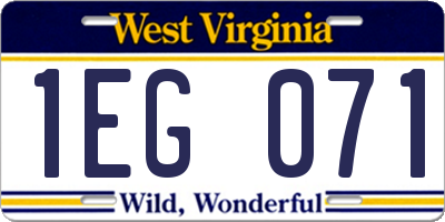 WV license plate 1EG071