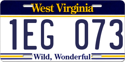 WV license plate 1EG073