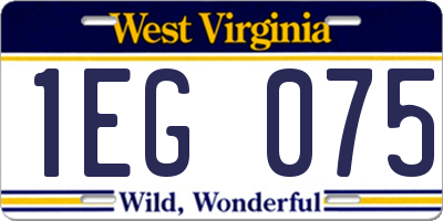 WV license plate 1EG075