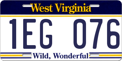 WV license plate 1EG076