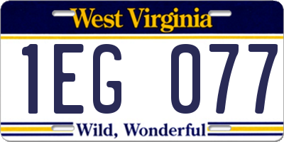 WV license plate 1EG077