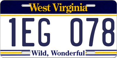 WV license plate 1EG078