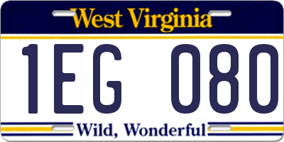 WV license plate 1EG080