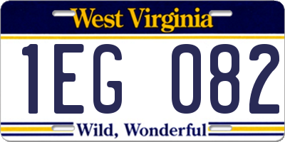 WV license plate 1EG082