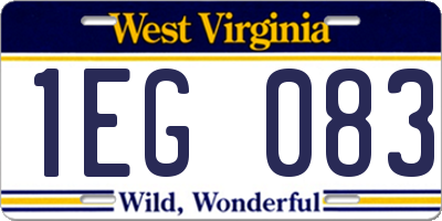 WV license plate 1EG083