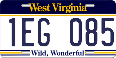 WV license plate 1EG085