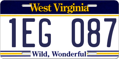 WV license plate 1EG087