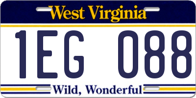 WV license plate 1EG088