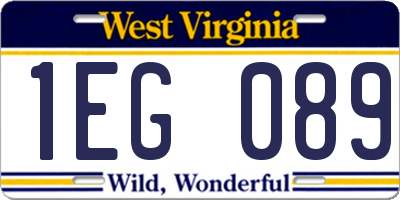 WV license plate 1EG089