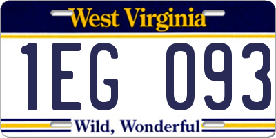 WV license plate 1EG093
