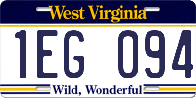 WV license plate 1EG094