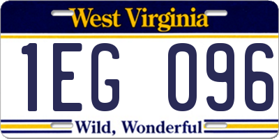 WV license plate 1EG096