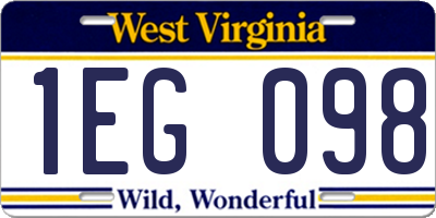 WV license plate 1EG098