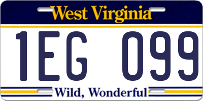 WV license plate 1EG099